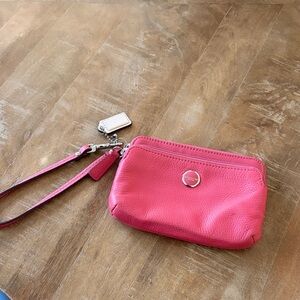 Coach Fuchsia Leather Wristlet